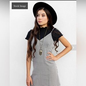 JOYFOLIE MAE SLIP DRESS IN BLACK & WHITE Check Plaid